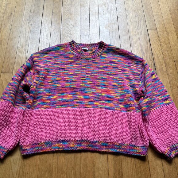 POL Size M Multicolor Pink Rainbow Colorful Confetti Boxy Oversized Sweater - Picture 8 of 16